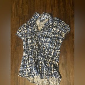 Blue black and white women’s shirt